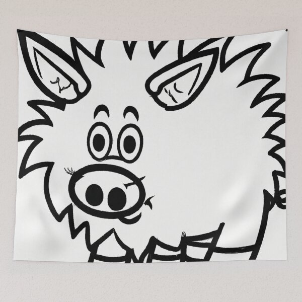 Item preview, Porkypine line drawing black and white designed and sold by Soup Du Jour.