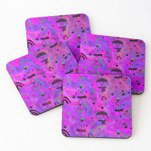 Item preview, psihedelic cats design designed and sold by ArtAngiTresors.
