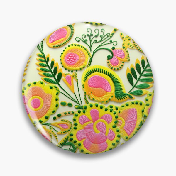 Item preview, Yellow and pink flowers embroidery wool thread style designed and sold by Trendy-Artistry.