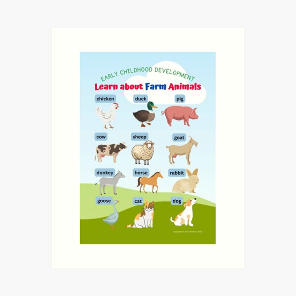 Item preview, Learn about Farm Animals Classroom Poster/Chart & other School/Home Learning Supplies & Gifts  designed and sold by AlonaM.