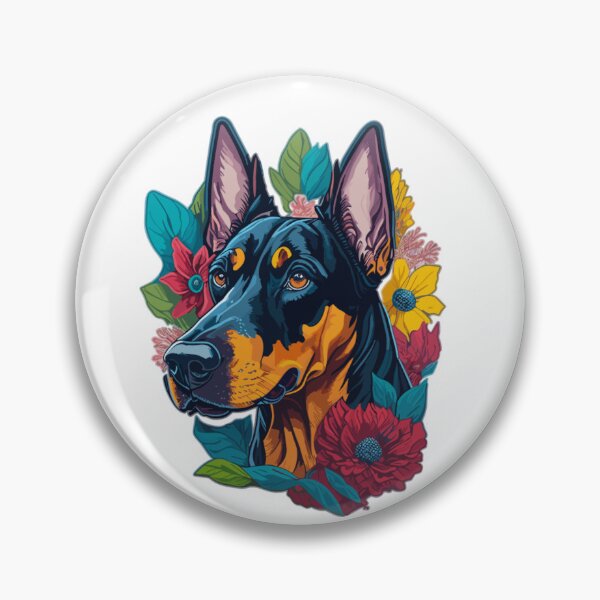 Artikelvorschau, Dobermann mit einem Spritzer Blumen entworfen und verkauft von FocusChillax.