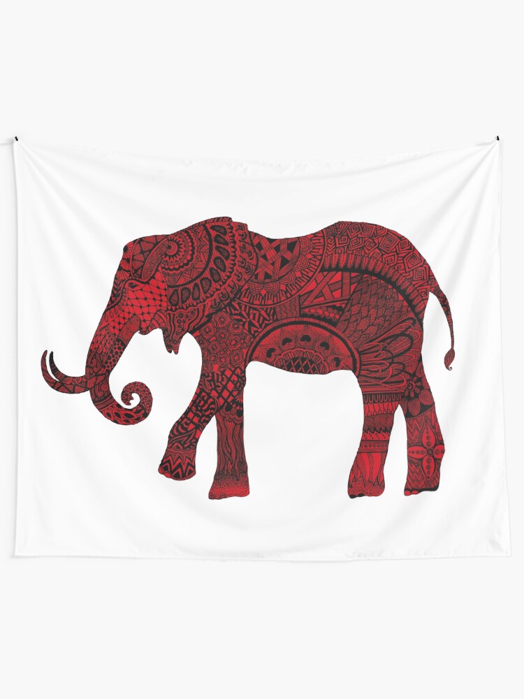 Red Zentangle Elephant Tapestry By Arollo Redbubble