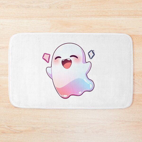 Item preview, Cute Kawaii Pink and Purple Ghost Smiling designed and sold by CozyKawaiiArt.