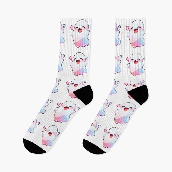 Item preview, Cute Kawaii Pink and Purple Ghost Smiling designed and sold by CozyKawaiiArt.