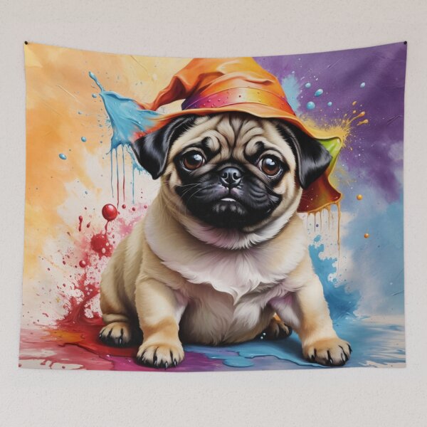 Item preview, Pug Puppy Dog Portrait With A Halloween Hat designed and sold by Wolfheartart.