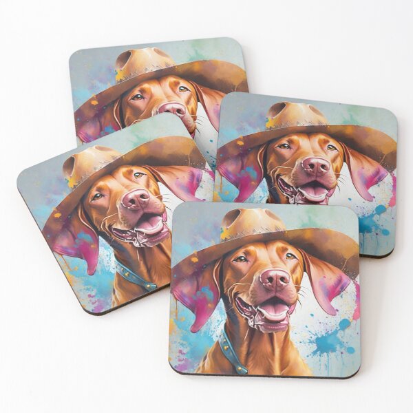 Item preview, Vizsla Dog Portrait With A Cowboy Hat designed and sold by Wolfheartart.