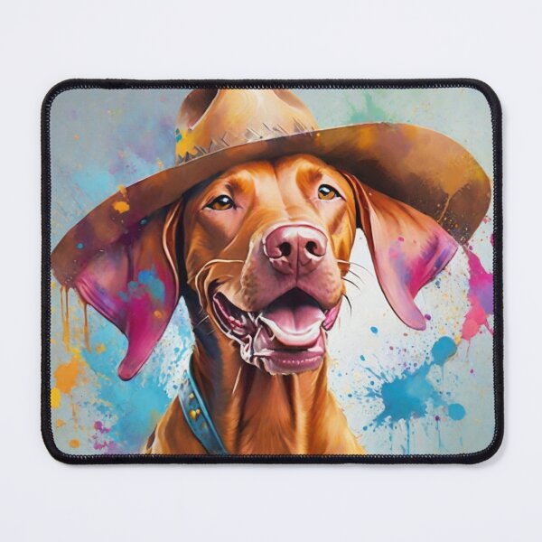 Item preview, Vizsla Dog Portrait With A Cowboy Hat designed and sold by Wolfheartart.