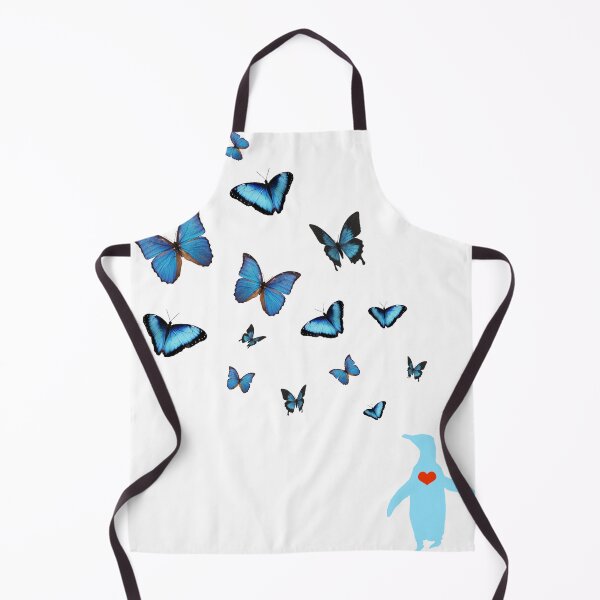 Item preview, Penguin with butterflies in blue with red heart designed and sold by SBPenguins.