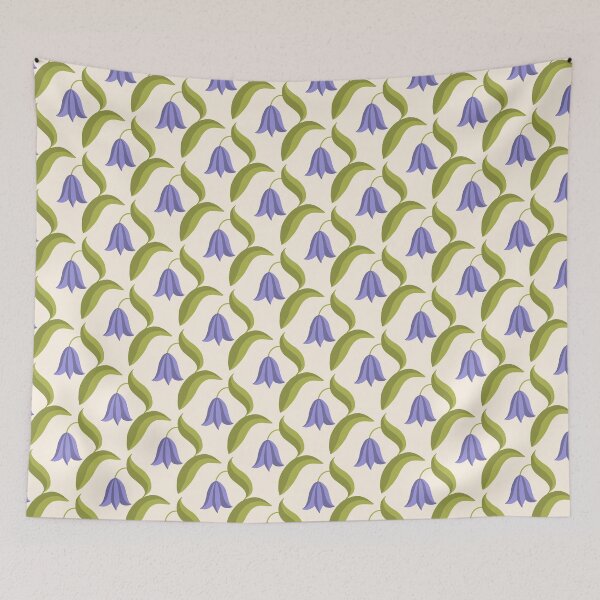 Item preview, Bell Blossoms - Delicate Spring Flowers - snowdrop, bluebell, tulip, harebell - lavender on Cream Background - shw1021 d designed and sold by Shiny Happy World.