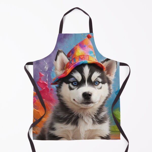 Item preview, Siberian Husky Puppy Portrait With A Halloween Hat designed and sold by Wolfheartart.