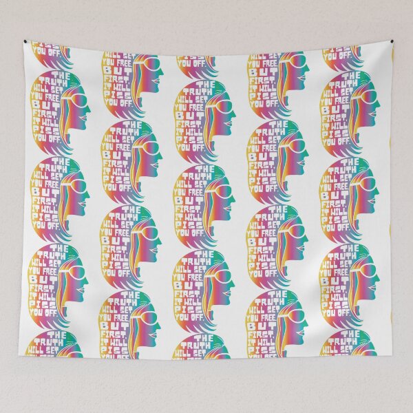 Item preview, Gloria Steinem Feminist Icon Truth Quote Rainbow Retro Vintage Art designed and sold by LinnieKeegan.