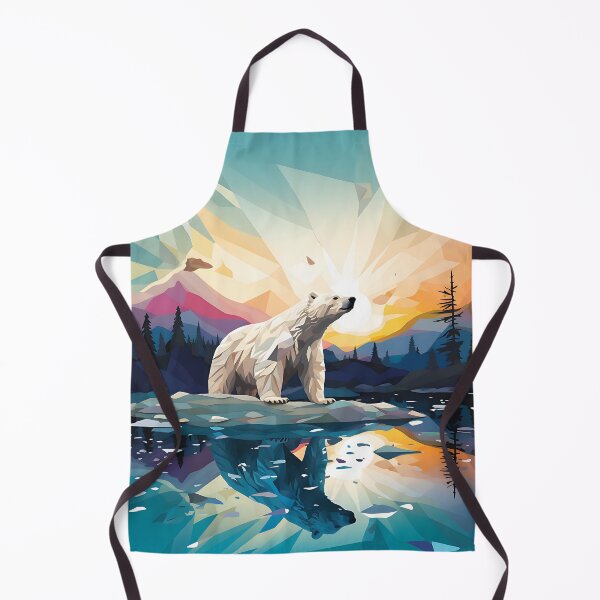 Item preview, bear grazer, polar bear, mountain, ice floe, sunset, reflections, colorful, painting designed and sold by MyWonderfulArt.