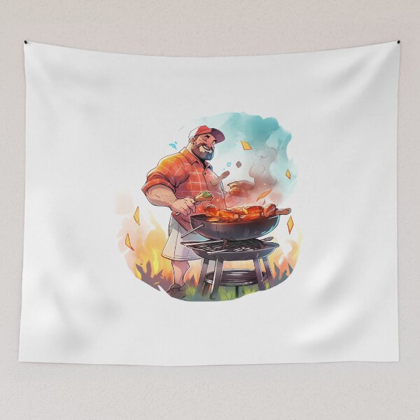 Item preview, Fathers Day Grilling Dad Father BBQ Print, Grilling Man Master Barbeque Grillmaster Season King designed and sold by MartynGrey.