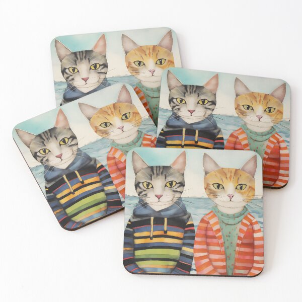 Item preview, Two Couple Cats with Polka Dot Patterns#1 designed and sold by omaliai.