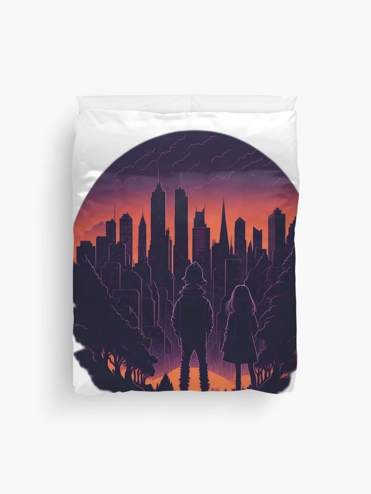 Thumbnail 1 of 2, Duvet Cover, Stranger Things Inspired Art - Upside Down Adventure for Fans designed and sold by artblocksai.