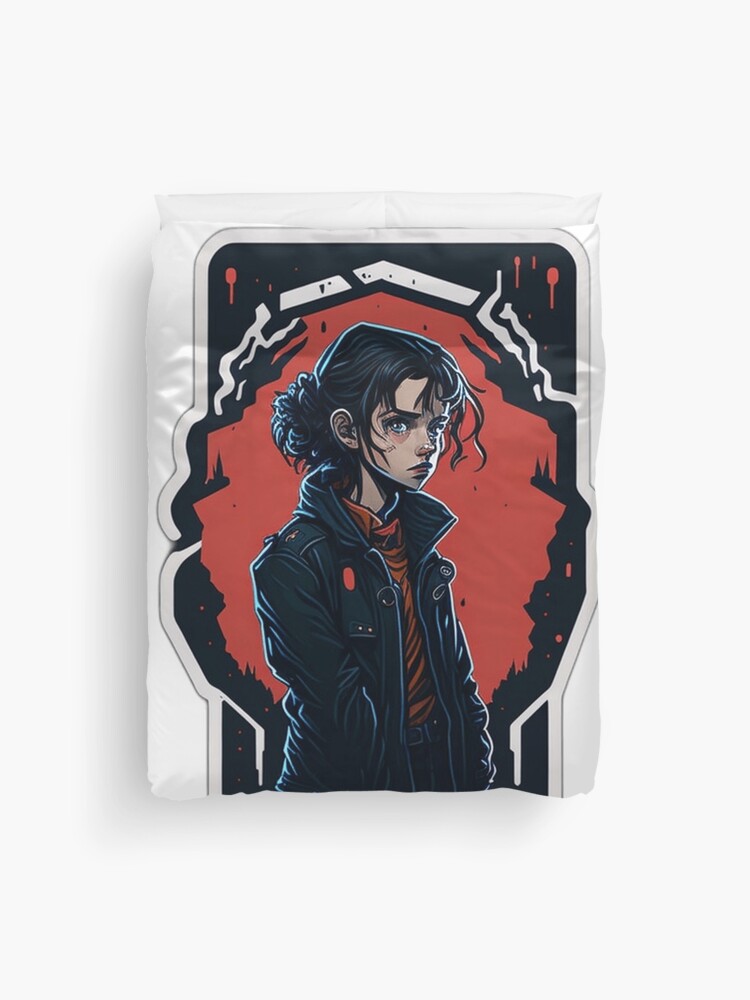 Thumbnail 1 of 2, Duvet Cover, Stranger Things Stickers Set - Nostalgic Upside Down Decals for Fans designed and sold by artblocksai.