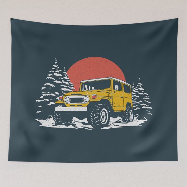 Item preview, Retro Japanese off-roader on a cold adventure - Yellow designed and sold by ApexFibers.