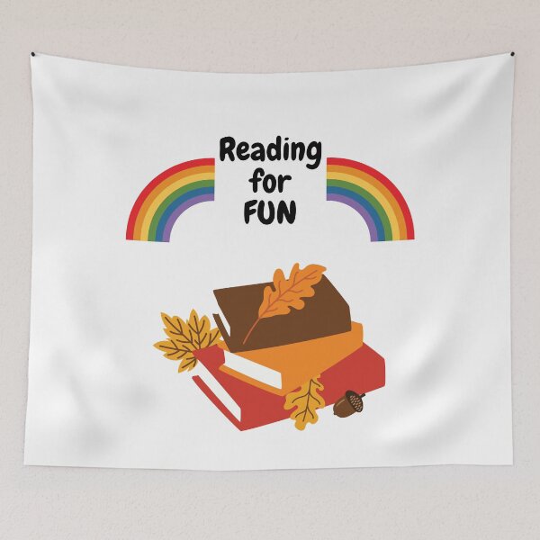 Item preview, Reading for fun art with a rainbow designed and sold by BALQYS.