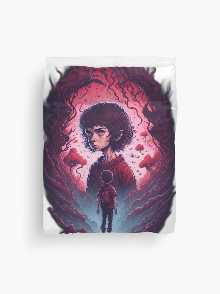 Thumbnail 1 of 2, Duvet Cover, Stranger Things Stickers Set - Iconic Designs for Upside Down Fans designed and sold by artblocksai.