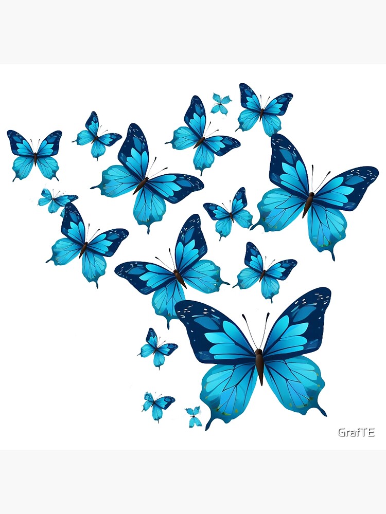 Póster for Sale con la obra «Mariposas voladoras - azul» de Stationarystuff