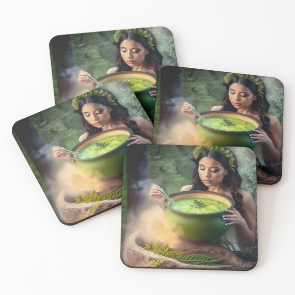 Item preview, Sorceress making a drink from a fern flower, halloween season of the witch designed and sold by Sunmoonlove.