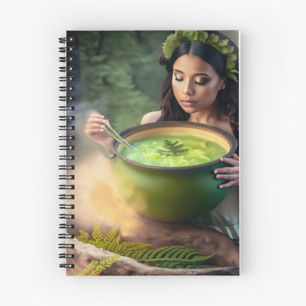 Item preview, Sorceress making a drink from a fern flower, halloween season of the witch designed and sold by Sunmoonlove.