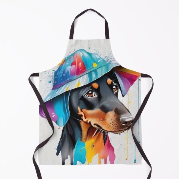 Item preview, Doberman Puppy Dog Portrait With Rain Hat designed and sold by Wolfheartart.