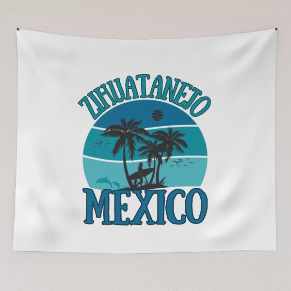 Item preview, Zihuatanejo Mexico Vintage Sunset, Surfer y Palm Trees Design designed and sold by RektRepublic.