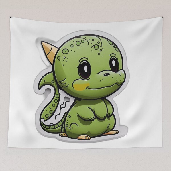 Item preview, Playful Green Baby Animation Dinosaur Art - Cute and Colorful Design for Kids designed and sold by artblocksai.