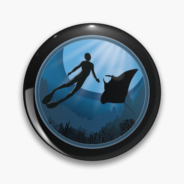 Item preview, Diver with Mantaray - Scuba Diving Free Diving designed and sold by TheInkElephant.