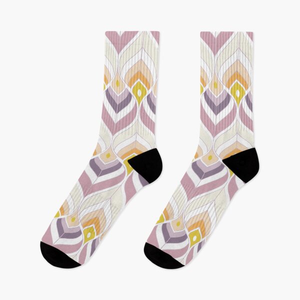 Item preview, Mid-century modern colorful ogee pattern with stripes - green, purple, ivory designed and sold by Arubi-Art.