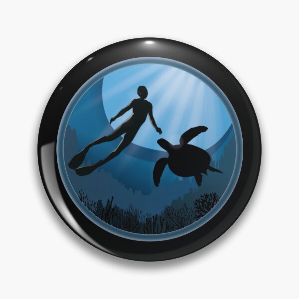 Item preview, Diver with Sea Turtle - Scuba Diving Free Diving designed and sold by TheInkElephant.