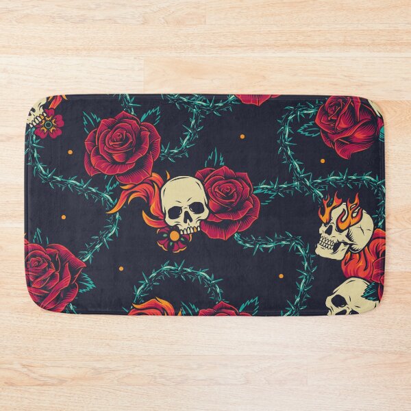 Item preview, Skull Roses Tattoo Pattern designed and sold by Vector Scout Lab.