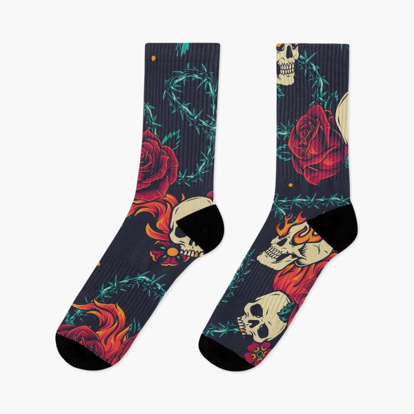 Item preview, Skull Roses Tattoo Pattern designed and sold by Vector Scout Lab.