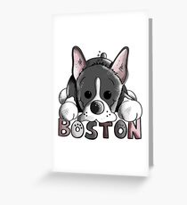 Happy Boston Terrier Greeting Card