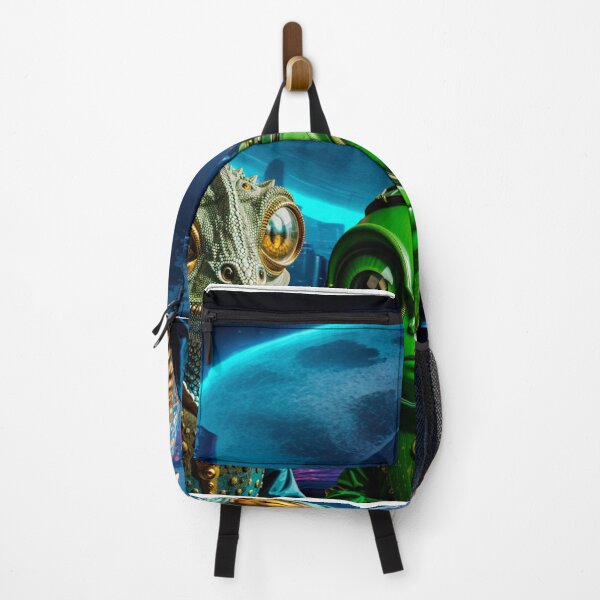 Item preview, A Fantastic Alien City at Night With Three Cute Aliens designed and sold by OnlyClassicArt.