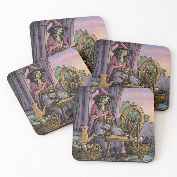Item preview, Witch Spinning Wool designed and sold by Elisabeth Alba Illustration.