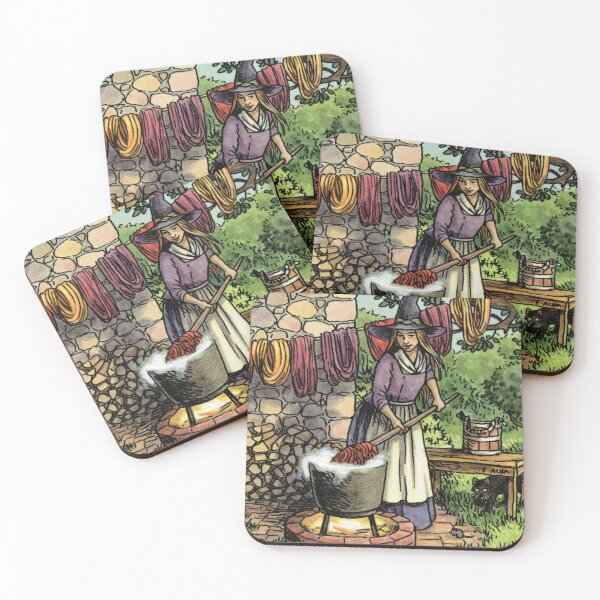 Item preview, Witch Dyeing Wool designed and sold by Elisabeth Alba Illustration.