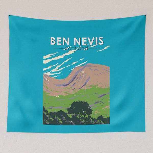 Item preview, Ben Nevis Scotland Travel Art Vintage designed and sold by KrisSidDesigns.