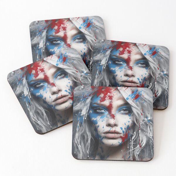 Item preview, Abstract Art paint splatter, womans face digital print designed and sold by dcrc.