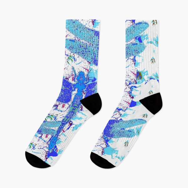 Item preview, BLUE DRAGONFIES ABSTRACT PATTERN WHITE ART designed and sold by sharlesart.
