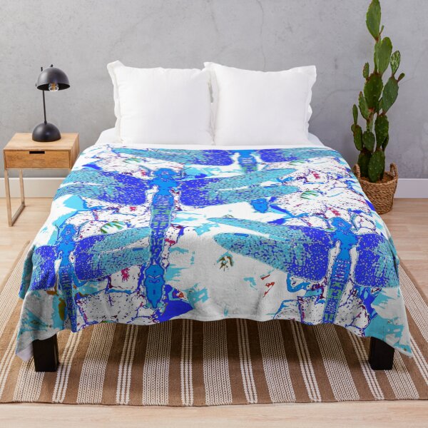 Aperçu de l'œuvre DRAGONFIES BLEUES MOTIF ABSTRAIT ART BLANC créée et vendue par sharlesart.