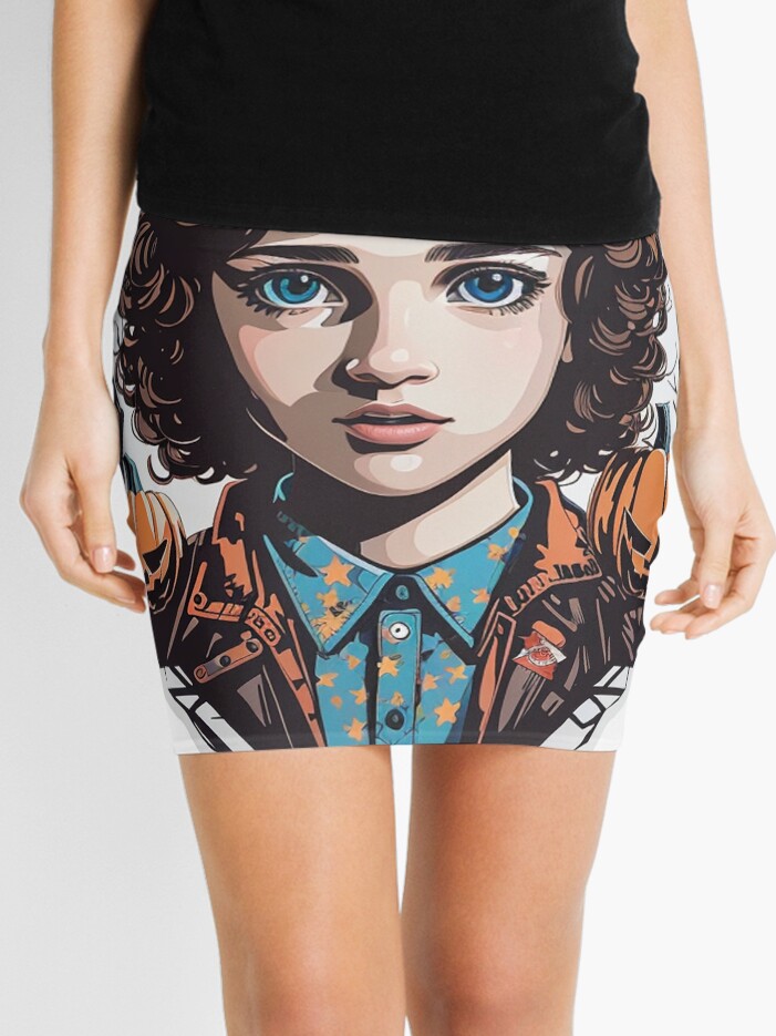 Thumbnail 1 of 4, Mini Skirt, Stranger Things Eleven Artwork - Telekinesis and Mystery - Unique Gift for Series Enthusiasts designed and sold by sadsapiens.