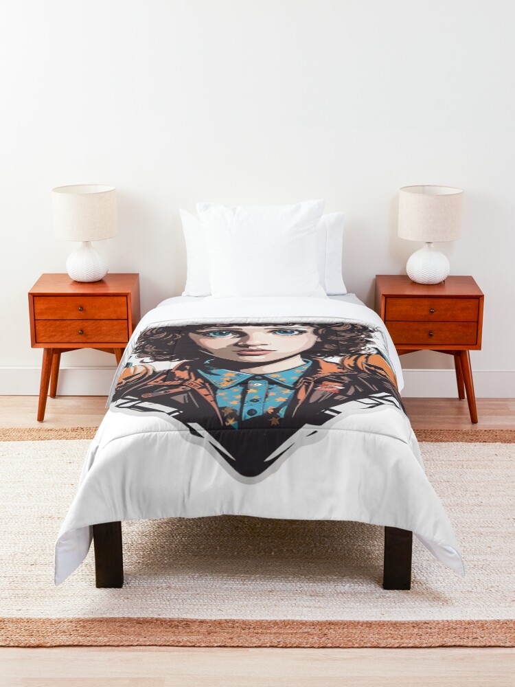 Thumbnail 3 of 6, Comforter, Stranger Things Eleven Artwork - Telekinesis and Mystery - Unique Gift for Series Enthusiasts designed and sold by sadsapiens.