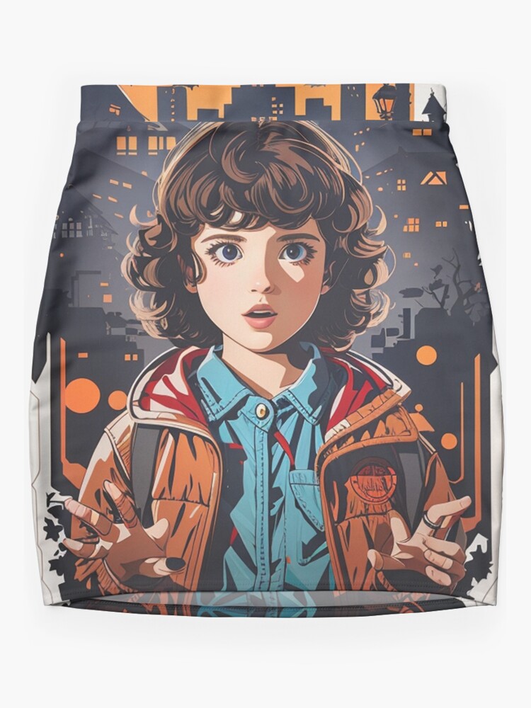 Thumbnail 3 of 4, Mini Skirt, Iconic Eleven Design - Stranger Things Fan Art - Capturing the 80s Nostalgia and Supernatural Thrill designed and sold by sadsapiens.