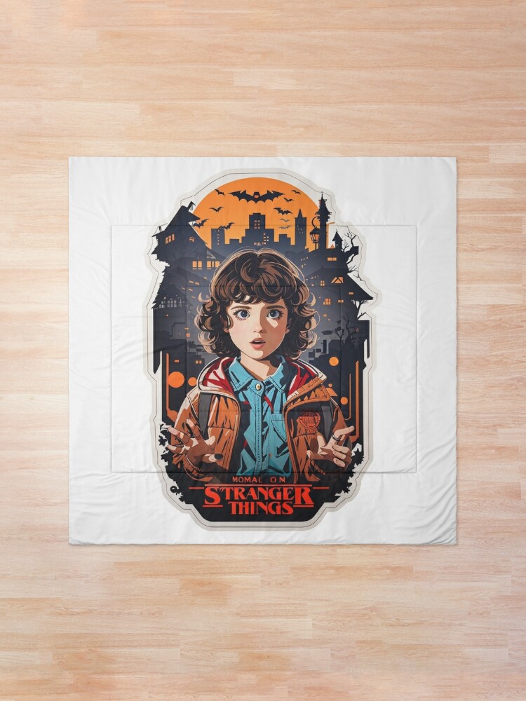 Comforter, Iconic Eleven Design - Stranger Things Fan Art - Capturing the 80s Nostalgia and Supernatural Thrill designed and sold by sadsapiens