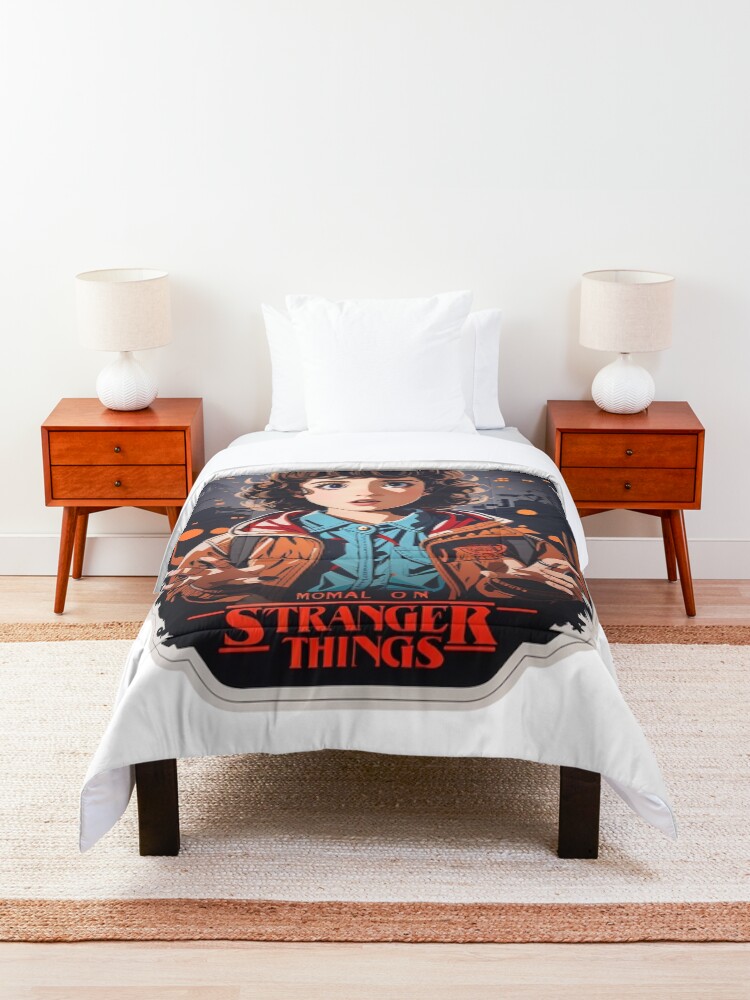Thumbnail 3 of 6, Comforter, Iconic Eleven Design - Stranger Things Fan Art - Capturing the 80s Nostalgia and Supernatural Thrill designed and sold by sadsapiens.