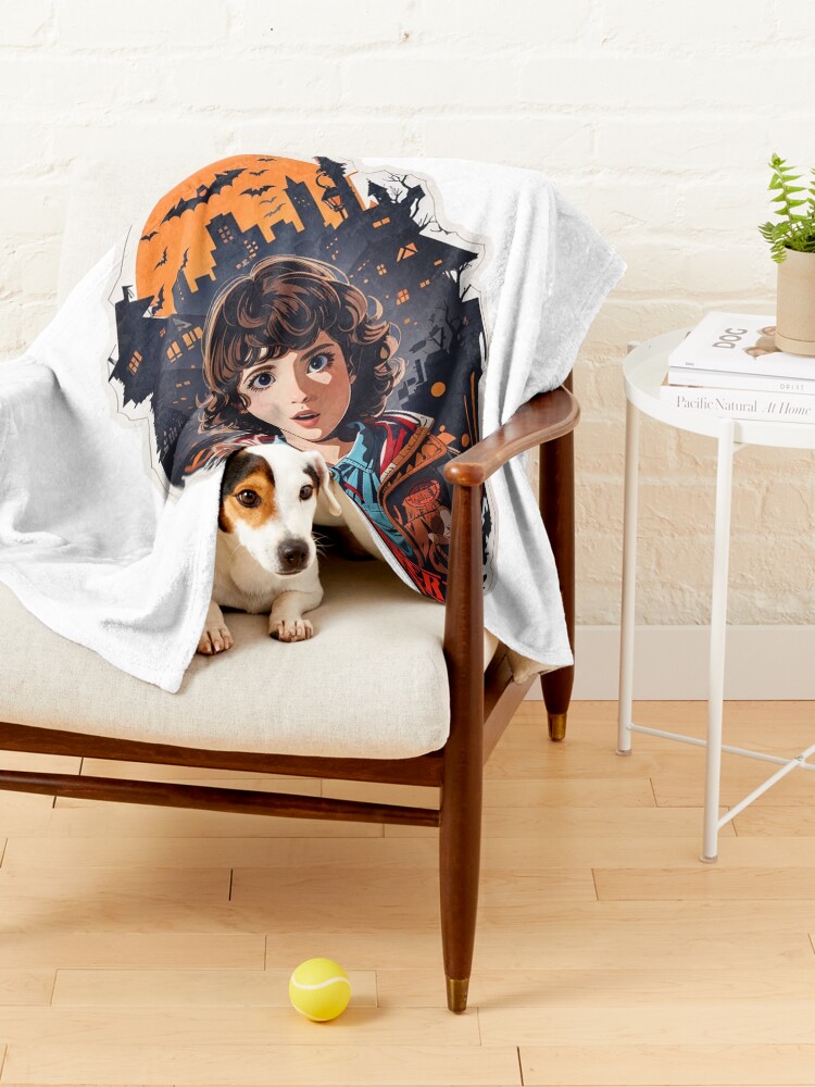 Thumbnail 4 of 6, Pet Blanket, Iconic Eleven Design - Stranger Things Fan Art - Capturing the 80s Nostalgia and Supernatural Thrill designed and sold by sadsapiens.