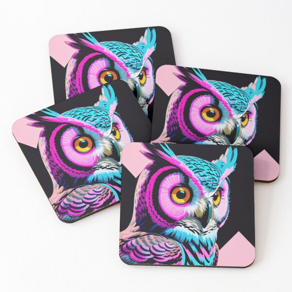 Aperçu de l'œuvre Hibou synthwave créée et vendue par InkedPixel.