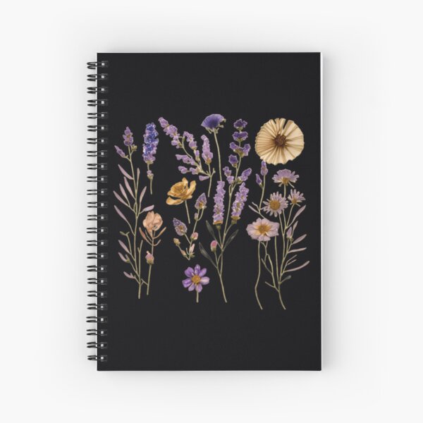 Pretty Dried Wildflowers Colorful Design Spiral Notebook for Sale